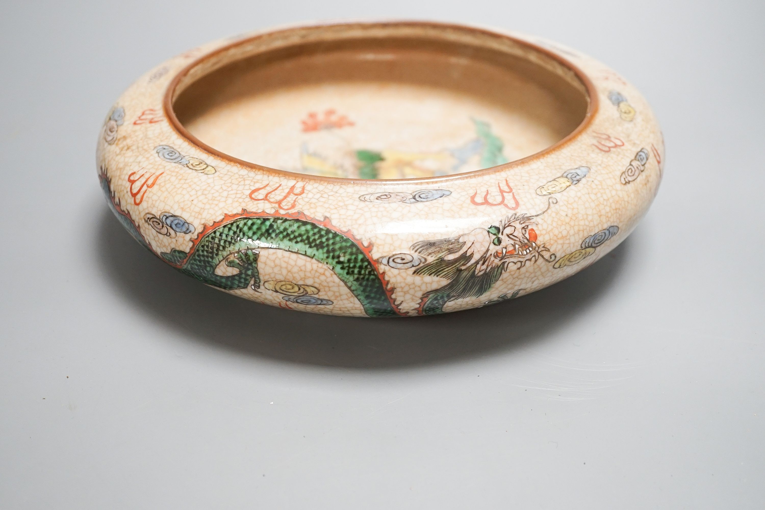 An early 20th century Chinese crackle glazed bowl or brushwasher 26cm